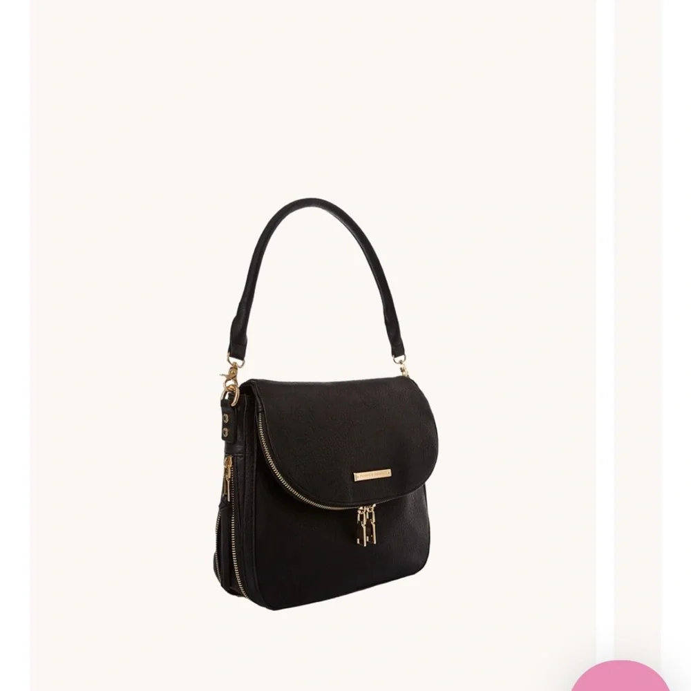 Poppy & Peonies Black Crossbody Bag - Picture 2 of 3